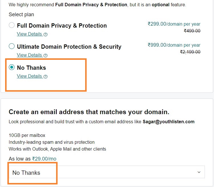 Godaddy Full Domain Privacy & Protection